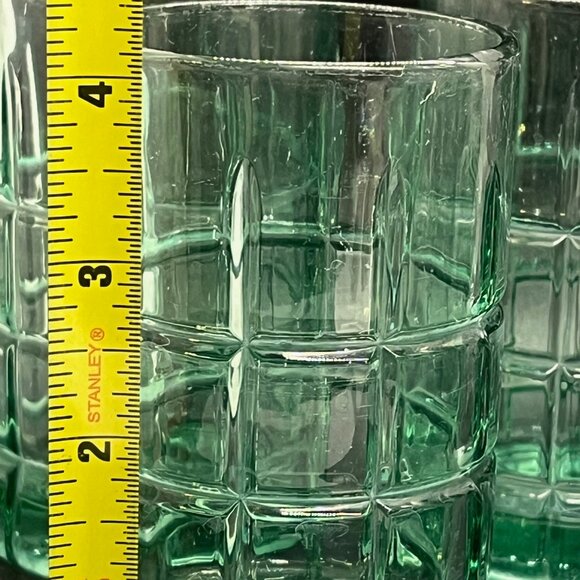 Vintage Anchor Hocking Light Green Tartan Juice Glasses Replacement 4” lot Of 4 - Picture 8 of 8